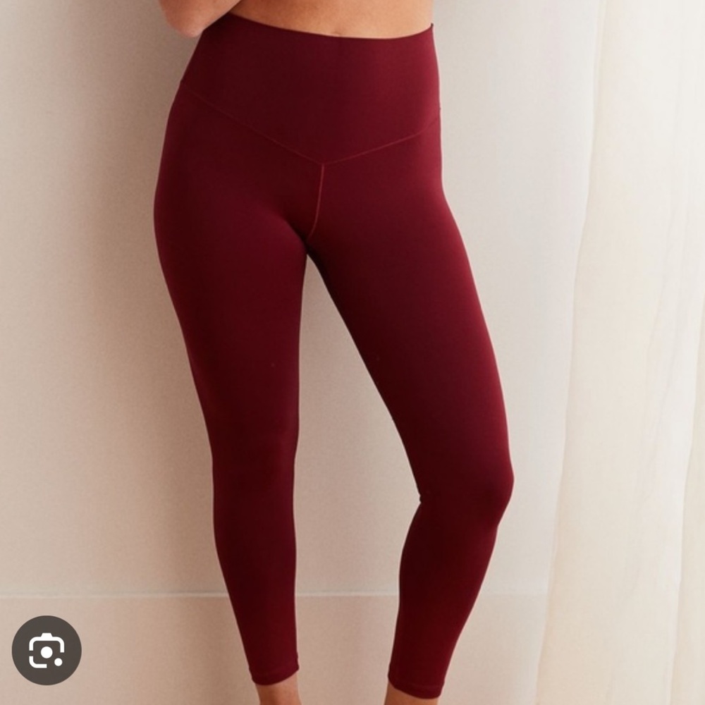 Aerie Real Me High Waisted Red Burgundy Leggings Size S